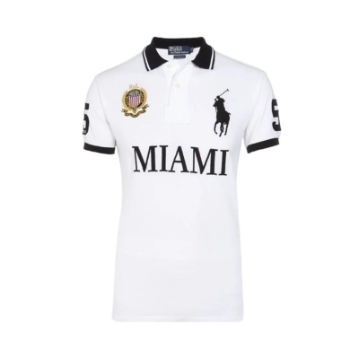 Polo Ralph Lauren Men's White Miami Custom Fit Polo Shirt 01