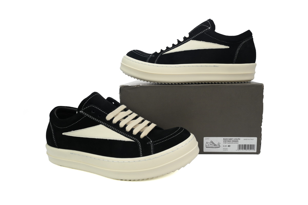 PK God Batch Rick Owens Suede Vintage 'Black Milk White’