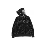 BAPE Black Eye Patch Color Camo Shark Full Zip Hoodie Black