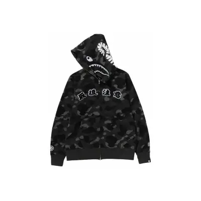 BAPE Black Eye Patch Color Camo Shark Full Zip Hoodie Black 02