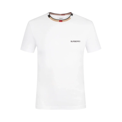 Burberry Icon Stripe Trim Cotton T-shirt White 01