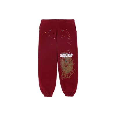 Sp5der Logo Sweatpant Maroon 01