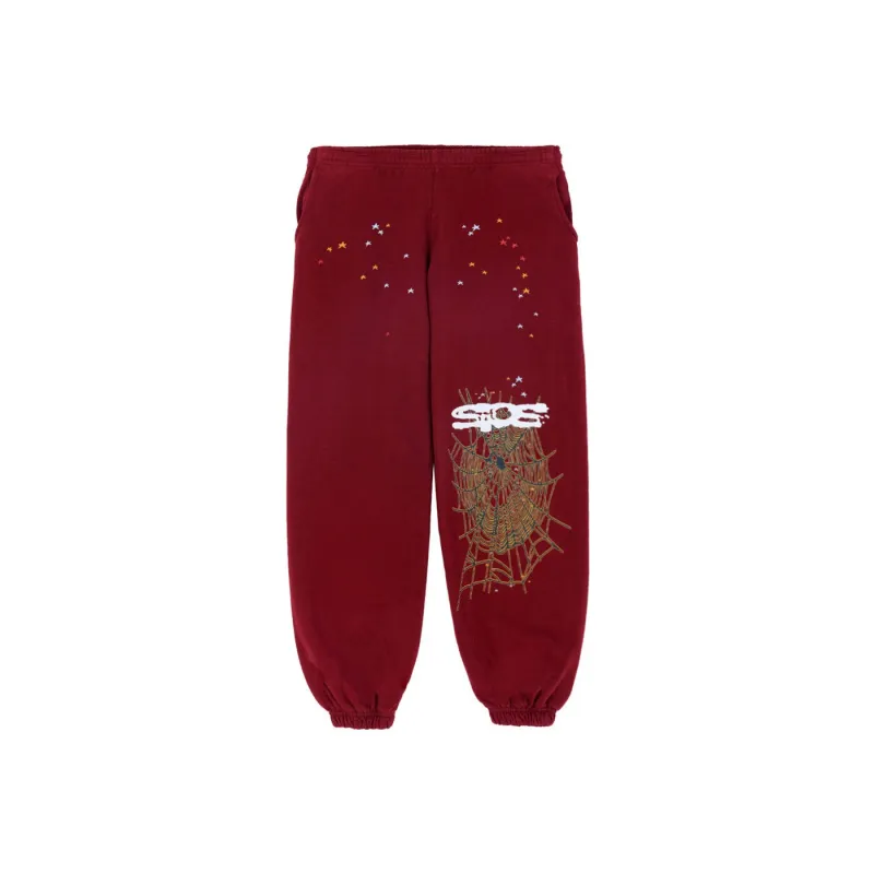 Sp5der Logo Sweatpant Maroon