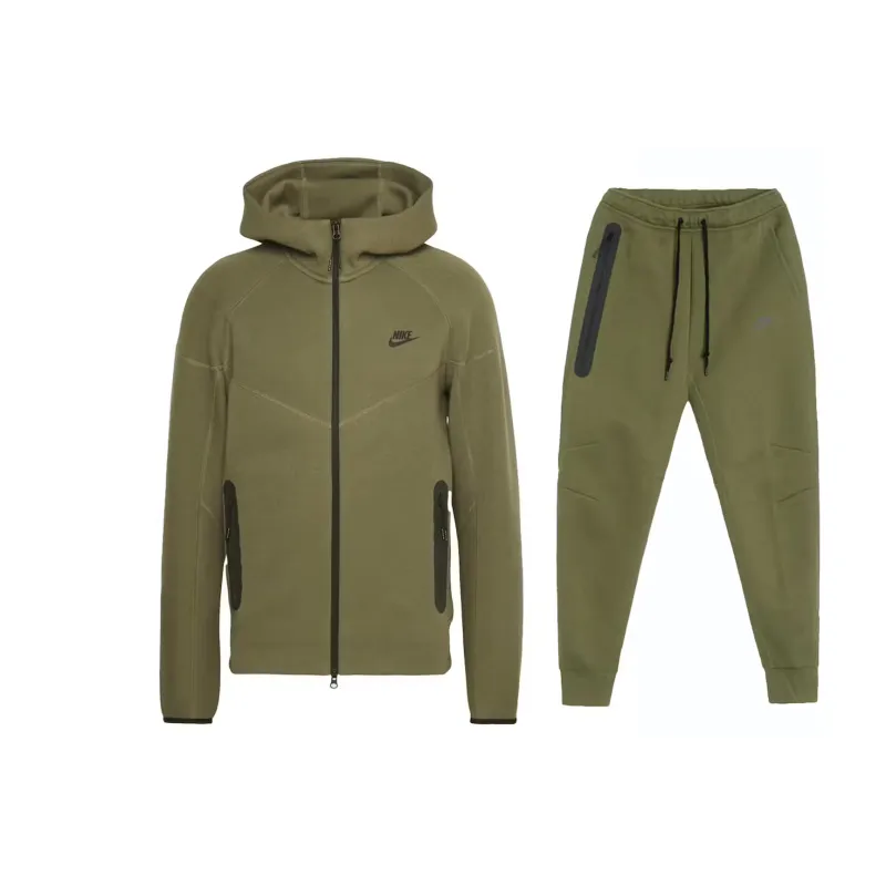 Nike Sportswear Tech Fleece Windrunner Full Zip Hoodie & Joggers Set Medium Olive/Black