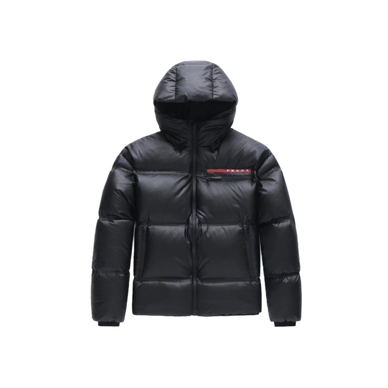 Prada Light Re-Nylon hooded puffer jacket Black