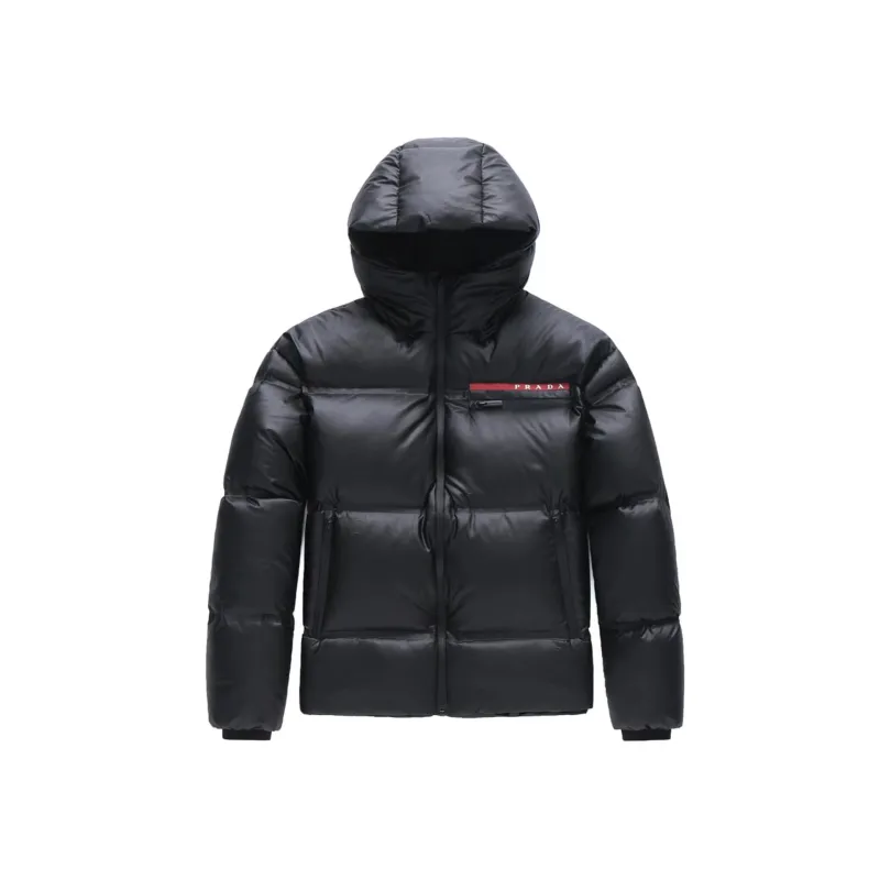 Prada Light Re-Nylon hooded puffer jacket Black