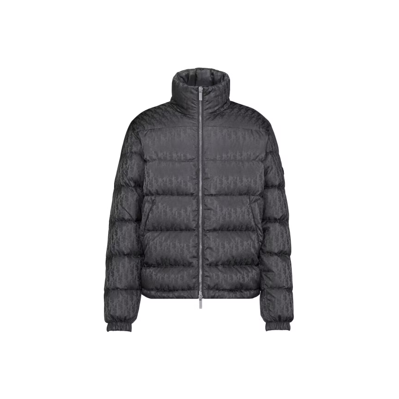 Dior Oblique Down Jacket Gray Technical Jacquard