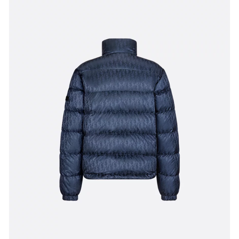 Dior Oblique Down Jacket Navy Blue Technical Jacquard