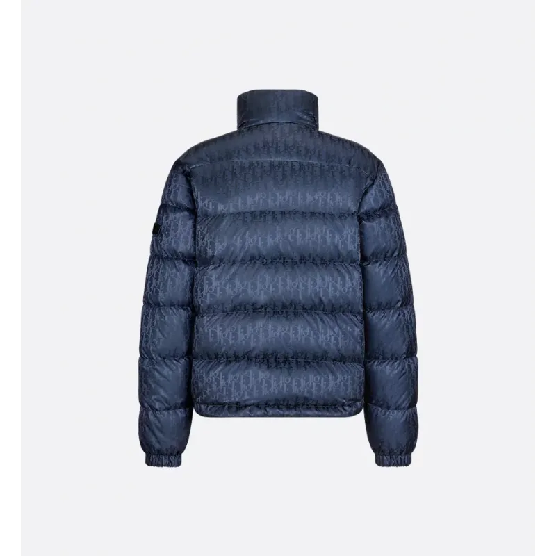Dior Oblique Down Jacket Navy Blue Technical Jacquard