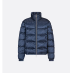 Dior Oblique Down Jacket Navy Blue Technical Jacquard