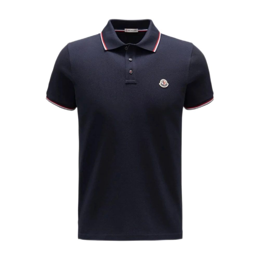 Moncler Logo Polo Shirt Navy blue/Red/White