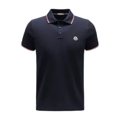 Moncler Logo Polo Shirt Navy blue/Red/White 01