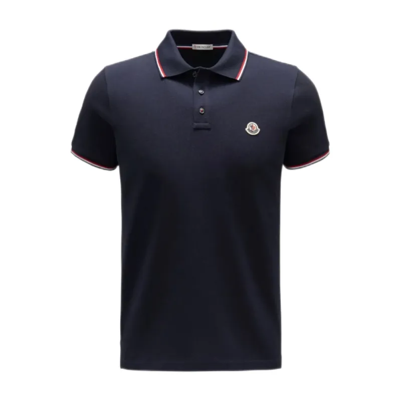 Moncler Logo Polo Shirt Navy blue/Red/White