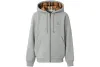 Burberry Letter Graphic Cotton Blend Zip Hoodie Pale Grey Melange