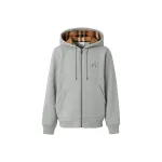 Burberry Letter Graphic Cotton Blend Zip Hoodie Pale Grey Melange