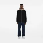 Burberry Zip Up Hoodie With Check Hood Black/Brich Brown