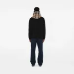 Burberry Zip Up Hoodie With Check Hood Black/Brich Brown