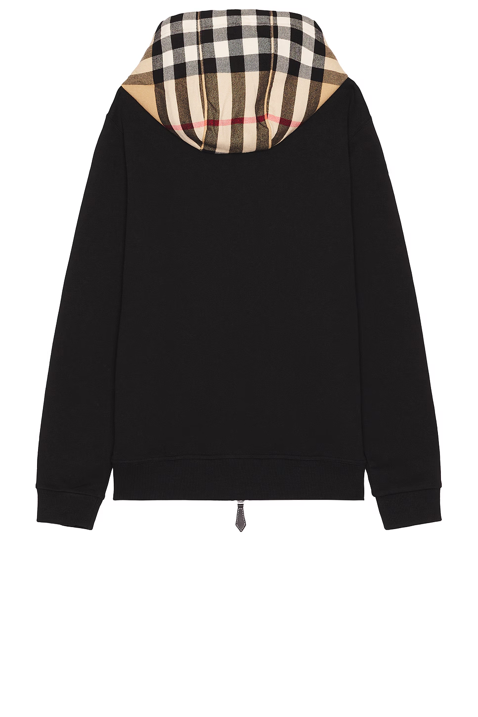 Burberry Zip Up Hoodie With Check Hood Black/Archive Beige