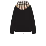 Burberry Zip Up Hoodie With Check Hood Black/Archive Beige