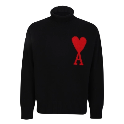 AMI Paris Ami de Coeur Roll Neck Jumper 01