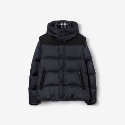 Burberry Hooded Puffer Jacket with Hood Blue 01