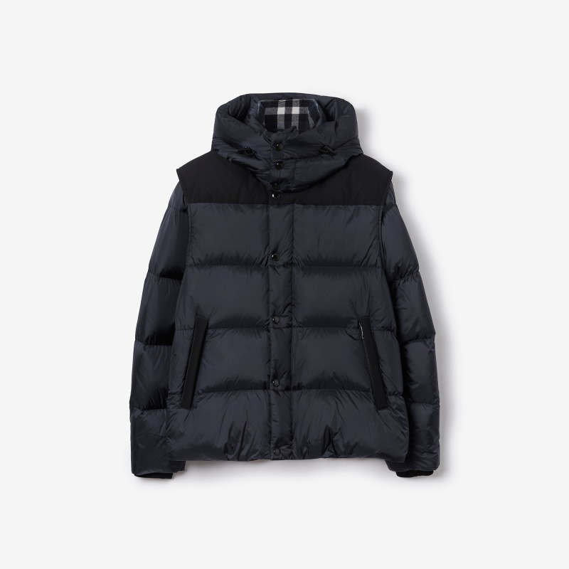 Burberry Hooded Puffer Jacket with Hood Blue