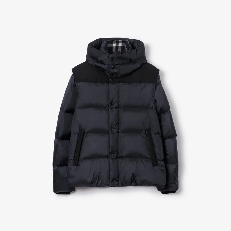Burberry Hooded Puffer Jacket with Hood Blue