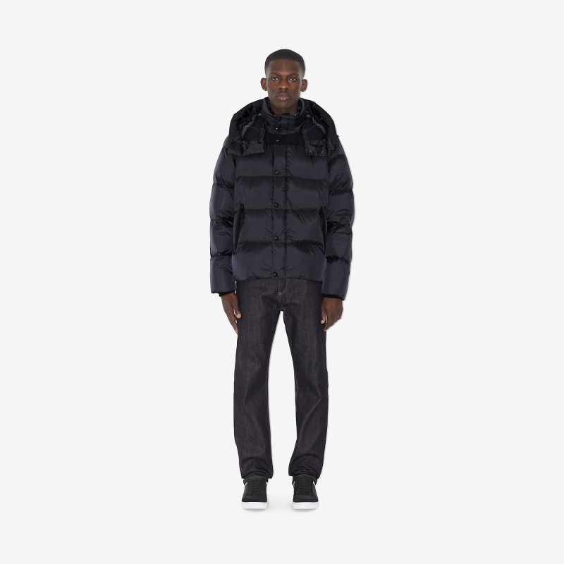 Burberry Hooded Puffer Jacket with Hood Blue