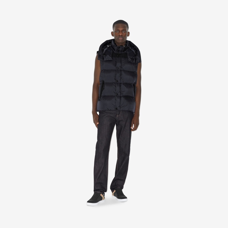 Burberry Hooded Puffer Jacket with Hood Blue