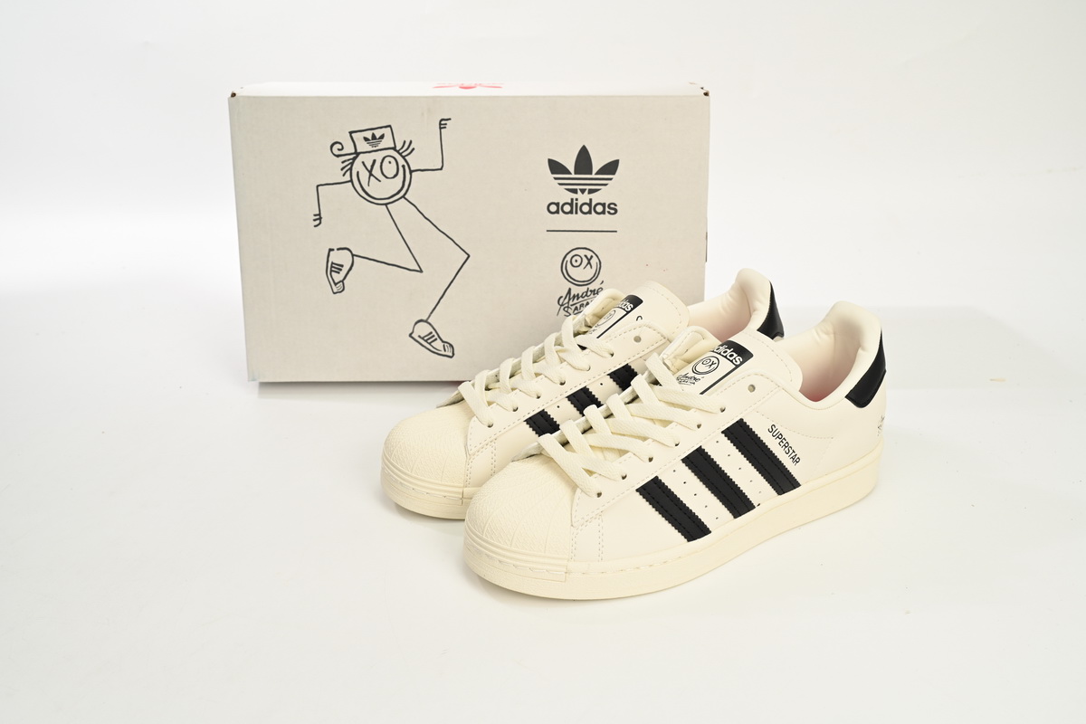 Adidas Superstar Shoes White AS Co branded White Black GZ2203