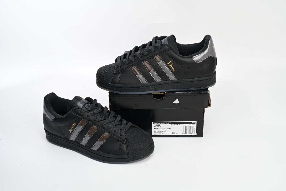 Adidas Superstar Shoes White Black Gold Black FZ6003