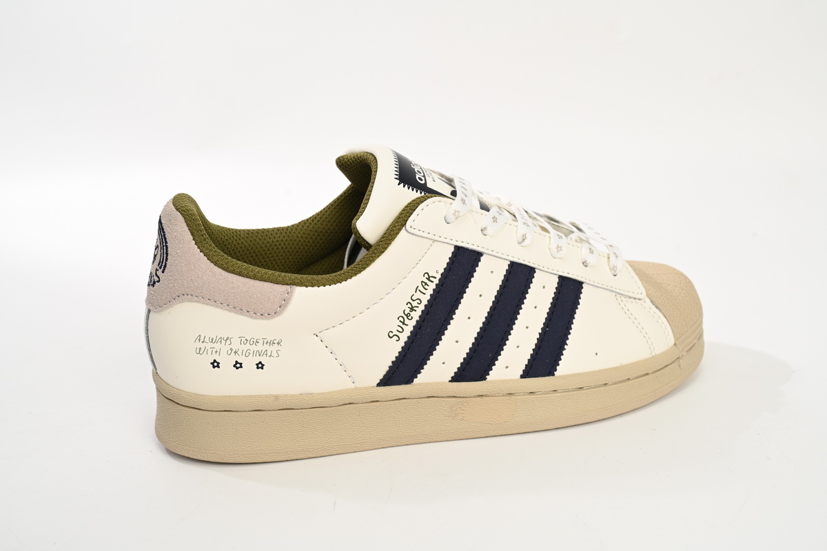 Adidas Superstar Shoes White Grey Blue IG3852