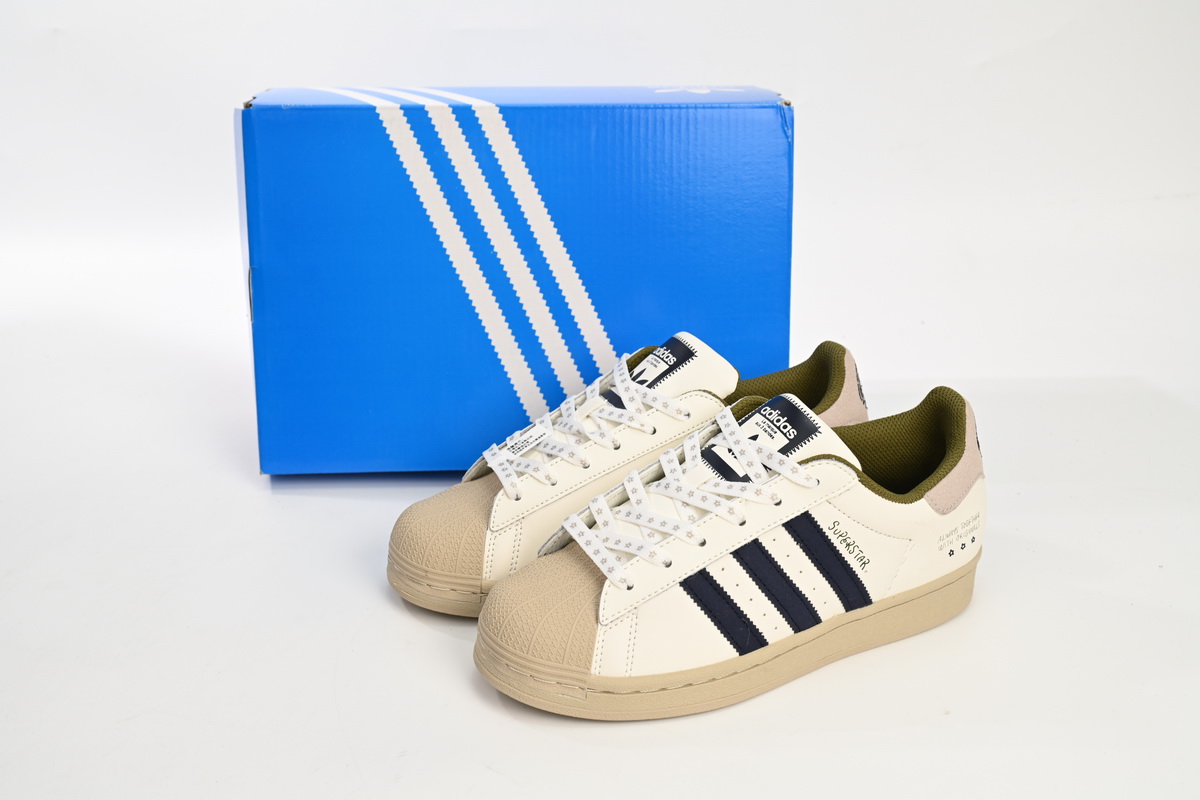 Adidas Superstar Shoes White Grey Blue IG3852
