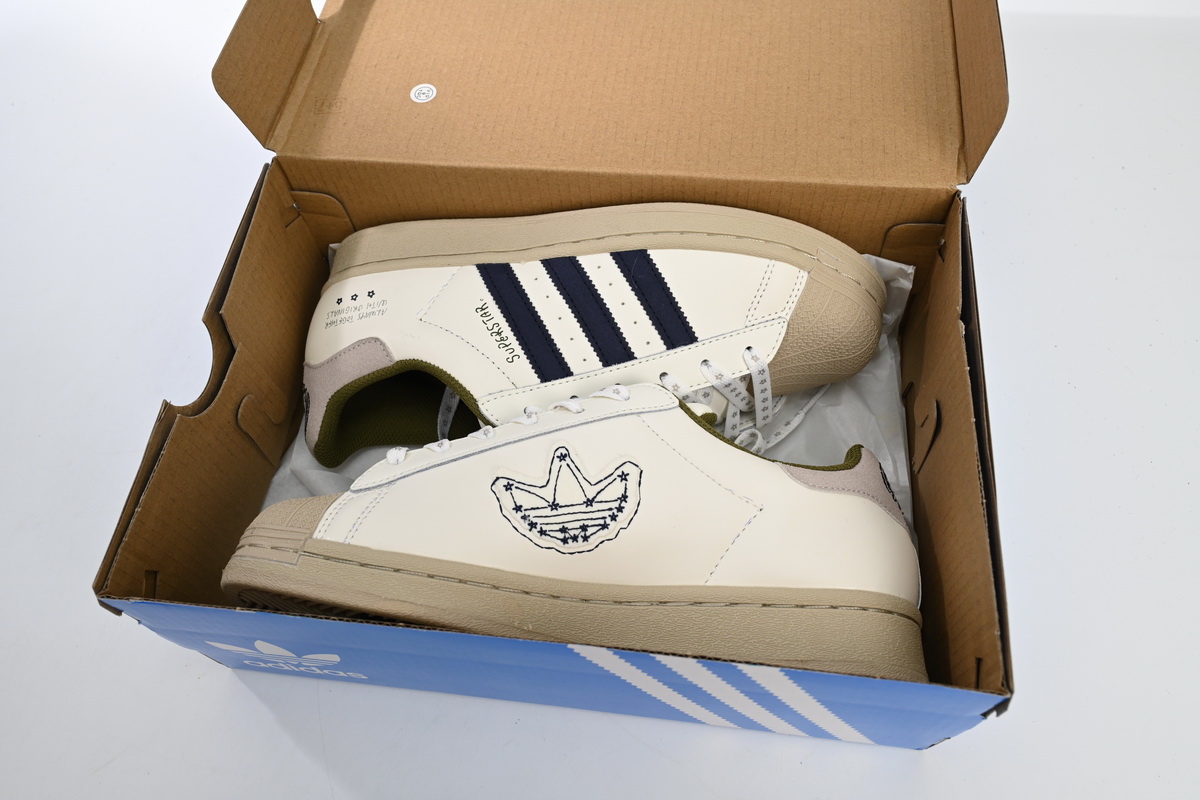 Adidas Superstar Shoes White Grey Blue IG3852
