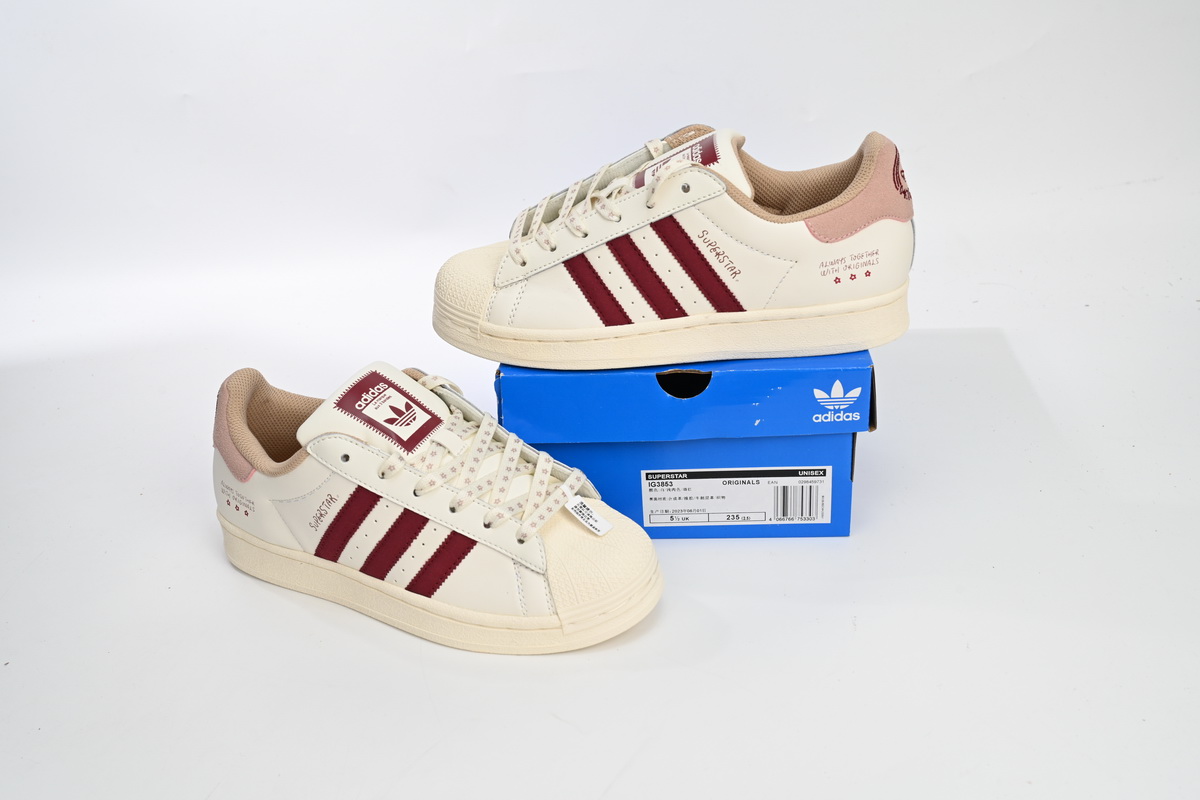 Adidas Superstar Shoes White Pink IG3853