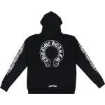 Chrome Hearts Horseshoe Floral Cross-Sleeve Zip Up Hoodie 'Black/White'