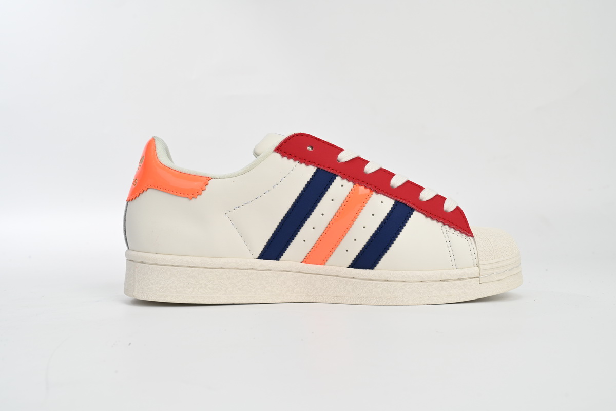 Adidas Superstar Shoes White Black Gold White Red HQ4403