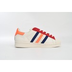 Adidas Superstar Shoes White Black Gold White Red HQ4403
