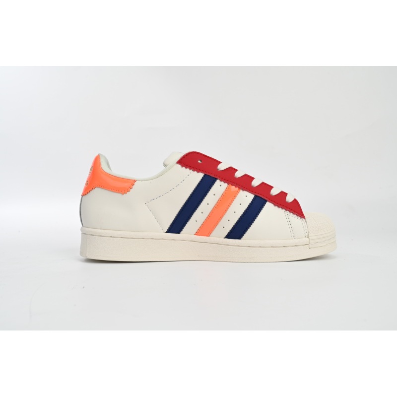 Adidas Superstar Shoes White Black Gold White Red HQ4403