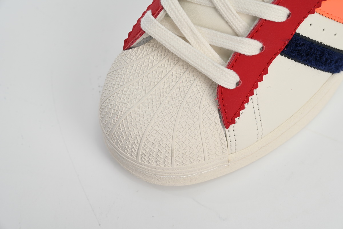 Adidas Superstar Shoes White Black Gold White Red HQ4403