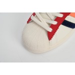 Adidas Superstar Shoes White Black Gold White Red HQ4403