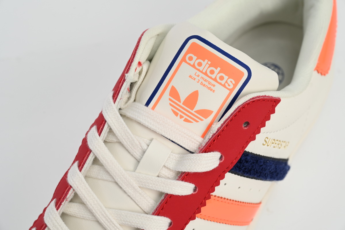 Adidas Superstar Shoes White Black Gold White Red HQ4403