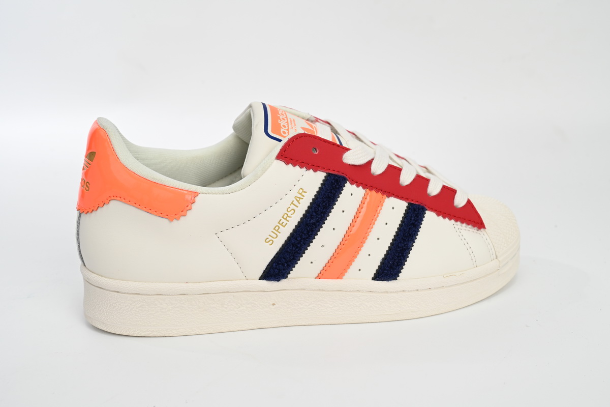 Adidas Superstar Shoes White Black Gold White Red HQ4403