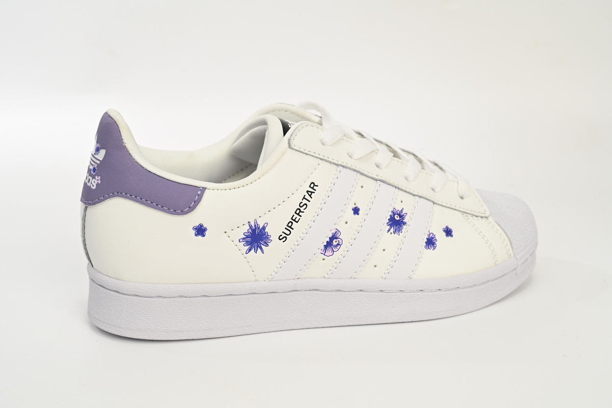 adidas Superstar Shoes White New White Purple HQ4288
