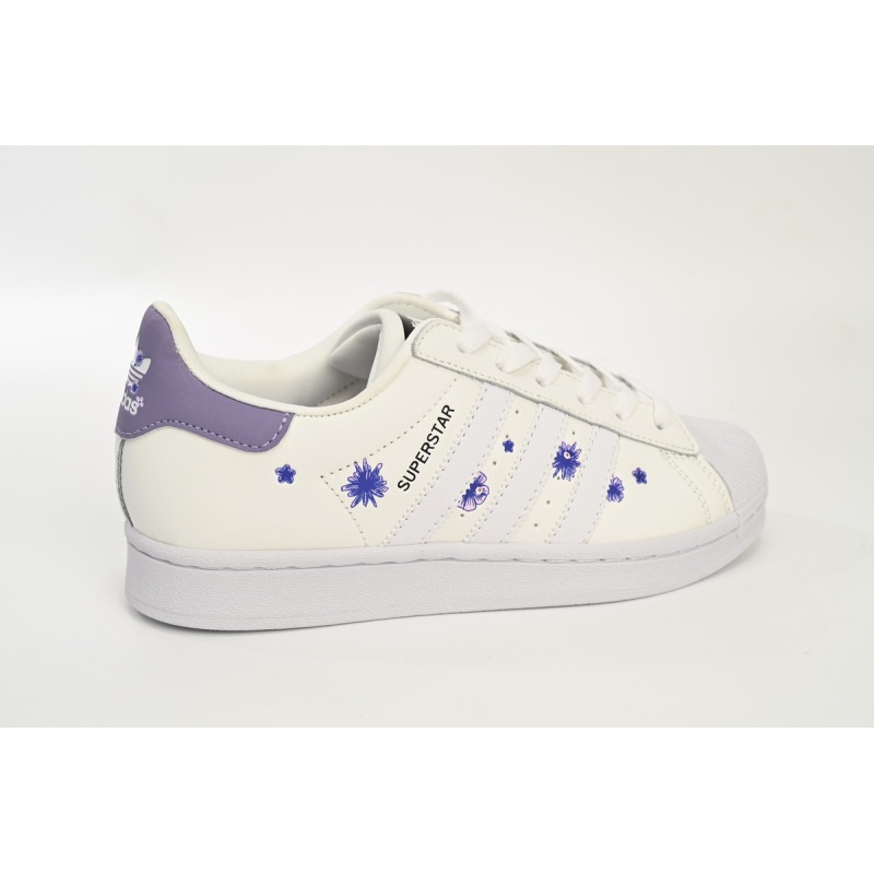 adidas Superstar Shoes White New White Purple HQ4288 