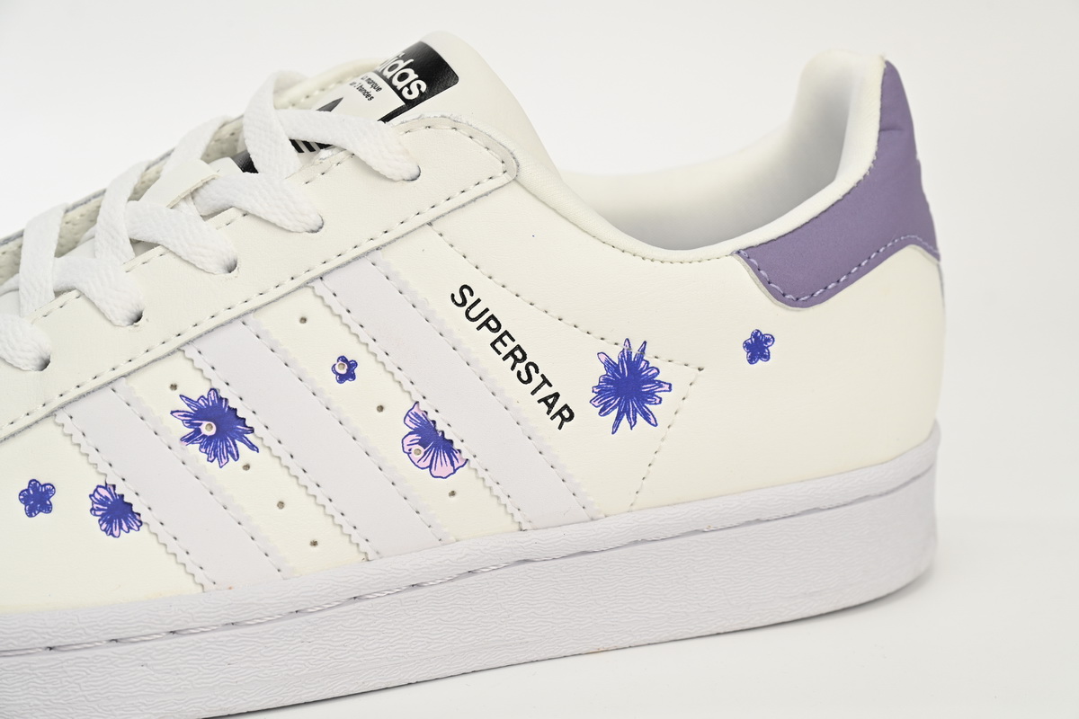 adidas Superstar Shoes White New White Purple HQ4288