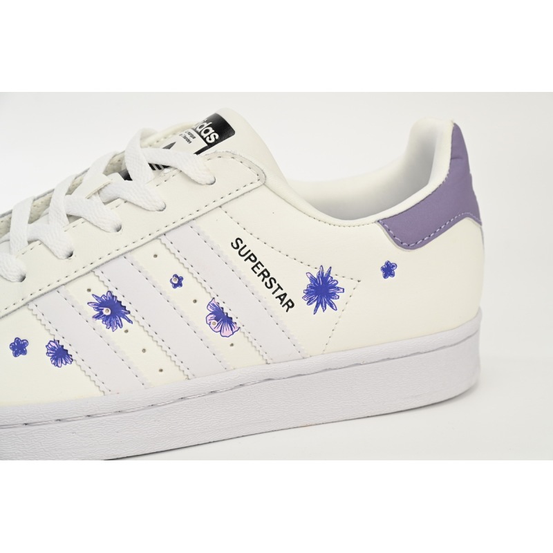 adidas Superstar Shoes White New White Purple HQ4288 