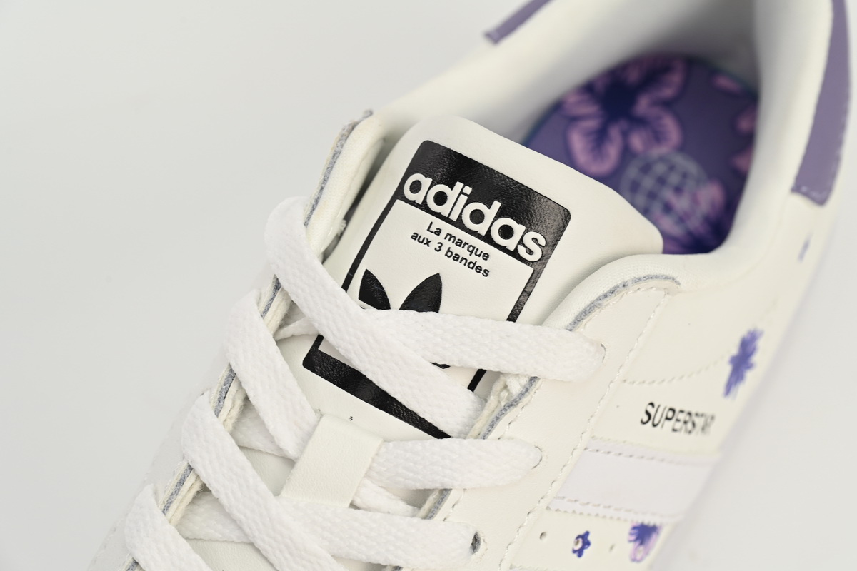 adidas Superstar Shoes White New White Purple HQ4288