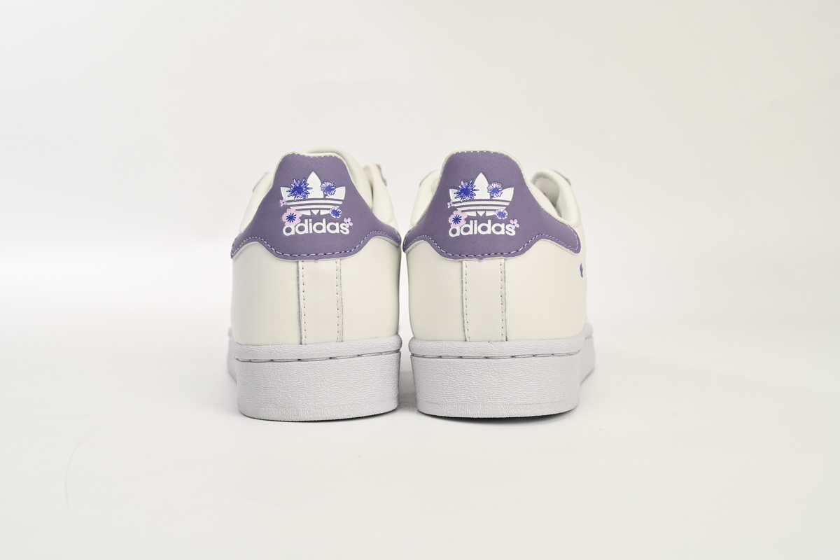 adidas Superstar Shoes White New White Purple HQ4288