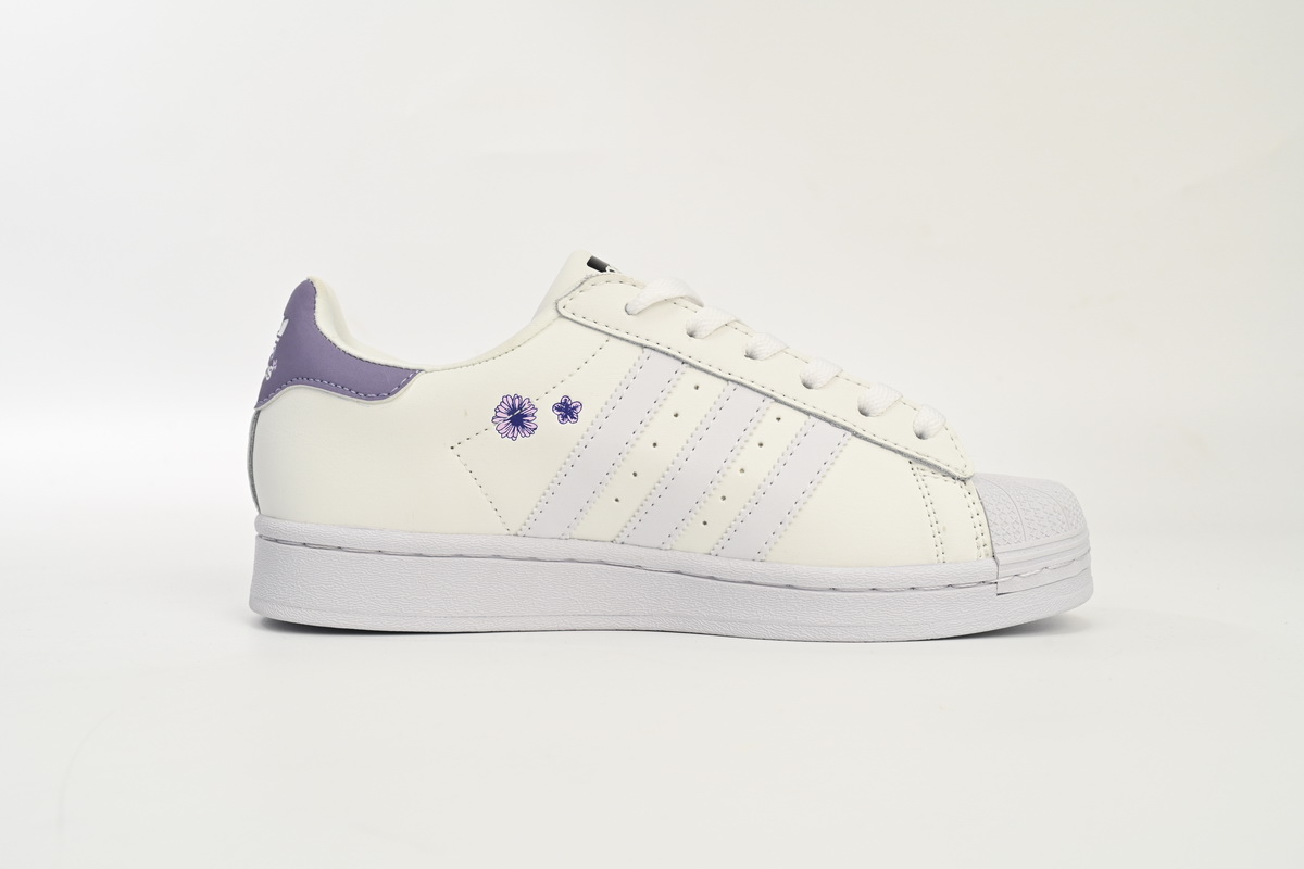 adidas Superstar Shoes White New White Purple HQ4288